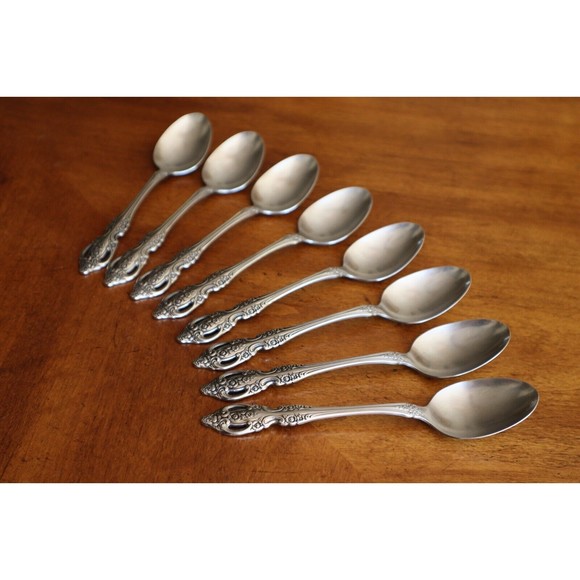 Lot 8x Oneida RENOIR Pembrooke Stainless SSS Pierced Soup Table Spoon 6.75" - Picture 10 of 10